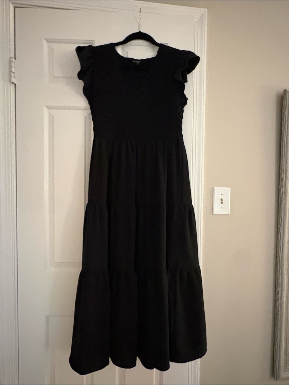 Blu Pepper Black Smocked Waist Maxi Dress